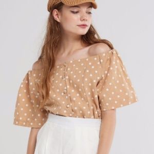 NWT - Storets - Alaia Dotted Off Shoulder Blouse
